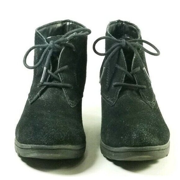 White Mountain Wedge Ankle Boot Women's Size 7.5 M Black Suede Leather - Picture 5 of 6